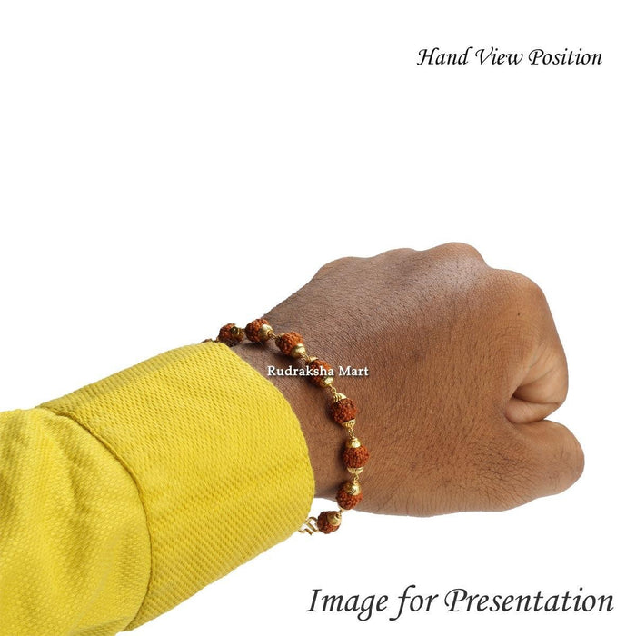 Mahi Rudraksha Bracelet with Golden Cap for Men and Women (BR1100421G)